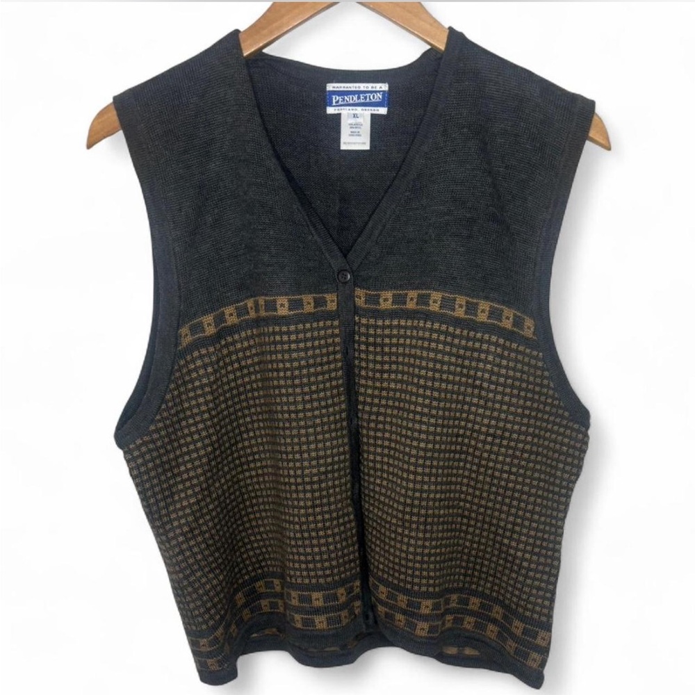 Pendleton Vintage Wool Blend Patterned Button Up Vest
